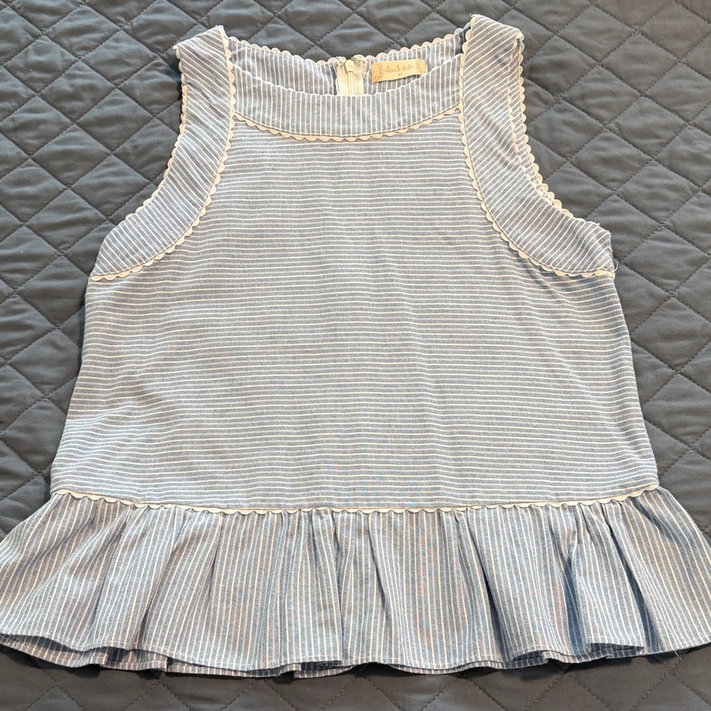 Striped Blue and White Women’s Sleeveless Top